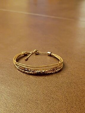 Fossil Gold Multi-Strand Beaded Wrap Bracelet